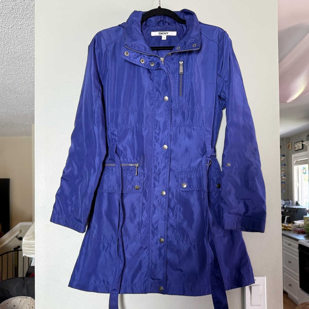 DKNY Royal Blue Lightweight Trench Coat - Picture 6 of 15